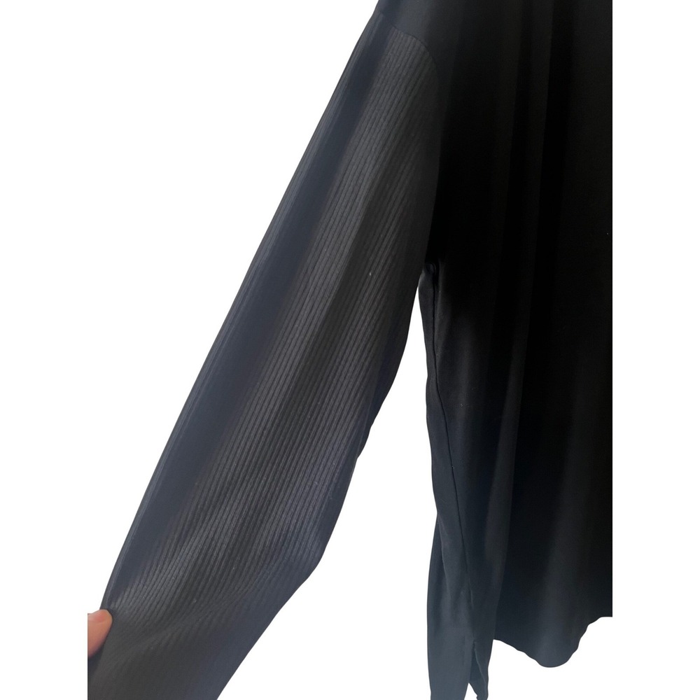 J. Jill Wearever Collection Black Oversized Tunic Top Size‎ Small Ribbed Sleeves - Picture 6 of 9